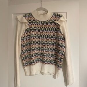 LOFT white and multicolored sweater
